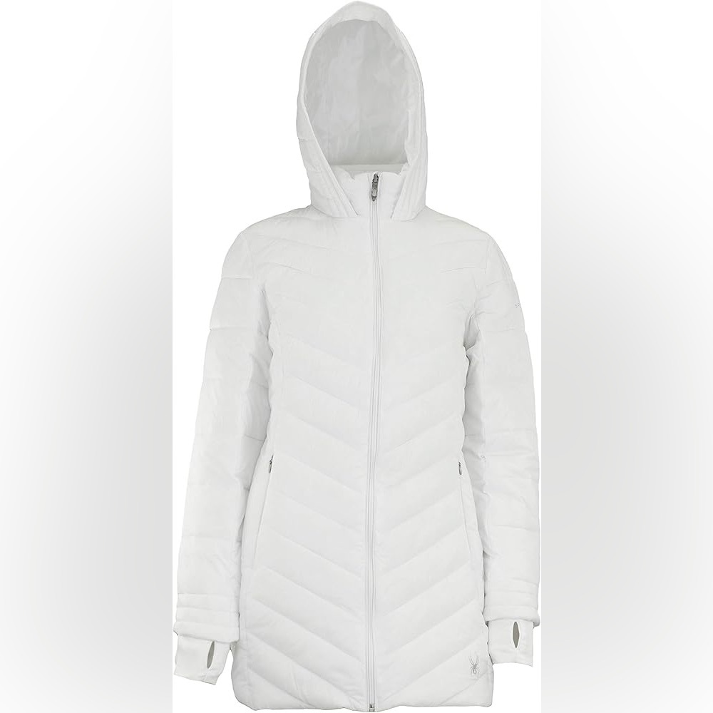 Spyder women’s boundless white 3/4 hooded puffer coat s $278